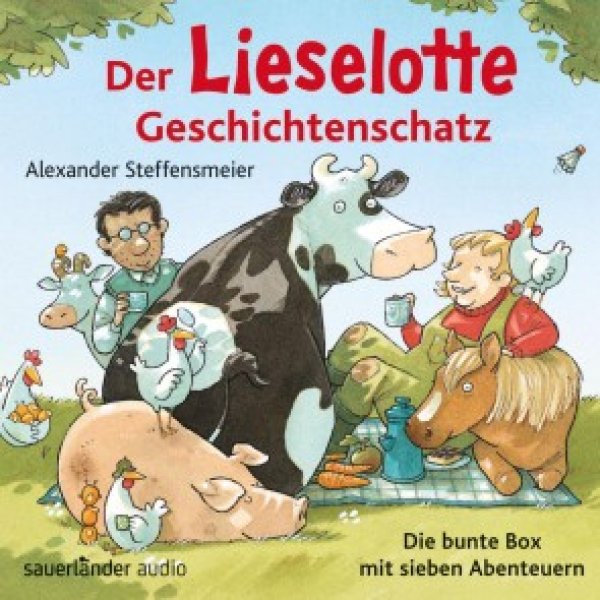 Buchcover: Der Lieselotte Geschichtenschatz - Die bunte Box mit sieben Abenteuern - Hörbücher von Kuh Lieselotte Buchcover: Der Lieselotte Geschichtenschatz - Die bunte Box mit sieben Abenteuern - Hörbücher von Kuh Lieselotte