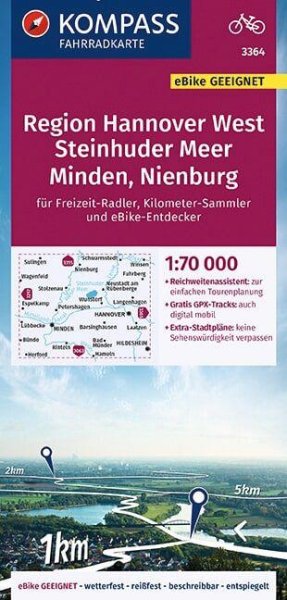 Buchcover: KOMPASS Fahrradkarte 3364 Region HannoverWest 1:70.000