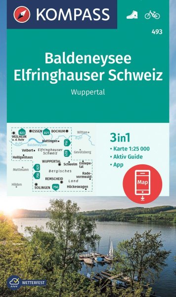 Buchcover: KOMPASS Wanderkarte 493 Baldeneysee, Elfringhauser Schweiz, Wuppertal 1:25.000 Buchcover: KOMPASS Wanderkarte 493 Baldeneysee, Elfringhauser Schweiz, Wuppertal 1:25.000