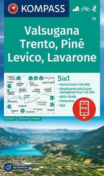 Buchcover: KOMPASS Wanderkarte 75 Valsugana, Trento, Piné, Levico, Lavarone 1:50.000 Buchcover: KOMPASS Wanderkarte 75 Valsugana, Trento, Piné, Levico, Lavarone 1:50.000