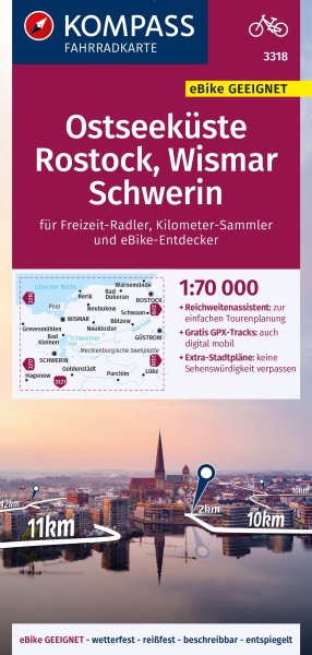 Buchcover: KOMPASS Fahrradkarte 3318 Ostseeküste, Rostock, Wismar, Schwerin 1:70.000 Buchcover: KOMPASS Fahrradkarte 3318 Ostseeküste, Rostock, Wismar, Schwerin 1:70.000
