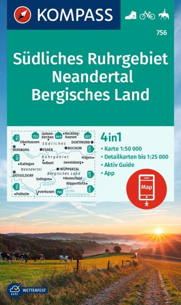 Buchcover: KOMPASS Wanderkarte 756 Südliches Ruhrgebiet, Neandertal, Bergisches Land 1:50.000 Buchcover: KOMPASS Wanderkarte 756 Südliches Ruhrgebiet, Neandertal, Bergisches Land 1:50.000