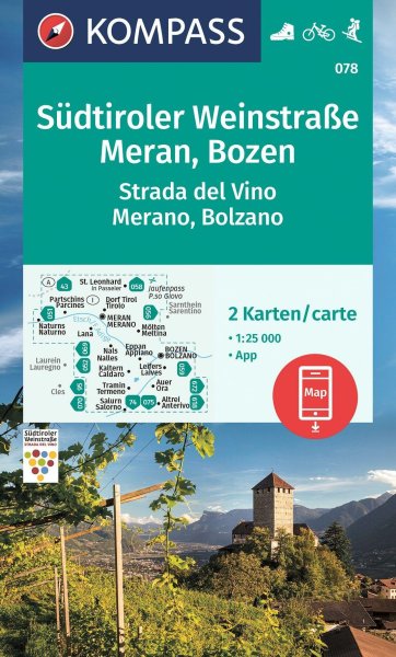 Buchcover: KOMPASS Wanderkarten-Set 078 Südtiroler Weinstraße, Meran, Bozen / Strada del Vino, Merano, Bolzano (2 Karten) 1:25.000 Buchcover: KOMPASS Wanderkarten-Set 078 Südtiroler Weinstraße, Meran, Bozen / Strada del Vino, Merano, Bolzano (2 Karten) 1:25.000