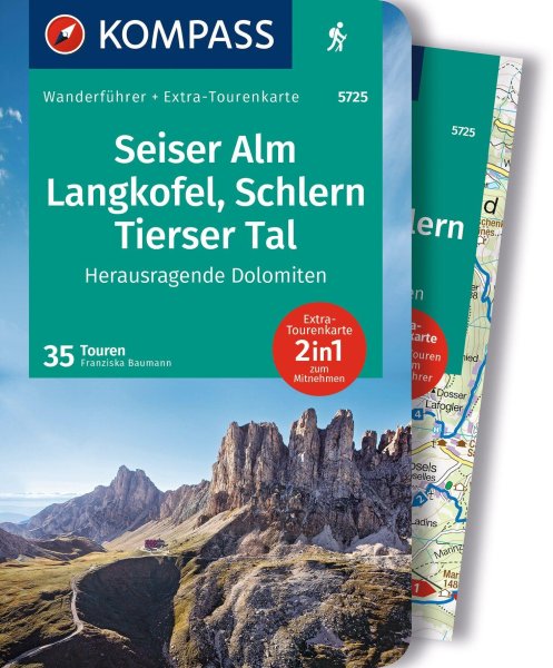 Buchcover: KOMPASS Wanderführer Seiser Alm, Langkofel, Schlern, Tierser Tal - Herausragende Dolomiten, 35 Touren mit Extra-Tourenkarte