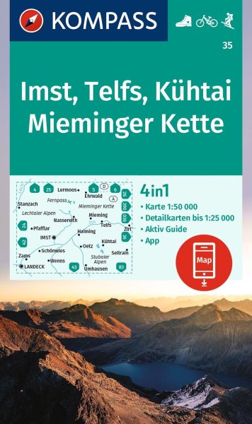 Buchcover: KOMPASS Wanderkarte 35 Imst, Telfs, Kühtai, Mieminger Kette 1:50.000 Buchcover: KOMPASS Wanderkarte 35 Imst, Telfs, Kühtai, Mieminger Kette 1:50.000