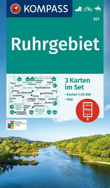 Buchcover: KOMPASS Wanderkarten-Set 821 Ruhrgebiet (3 Karten) 1:50.000 Buchcover: KOMPASS Wanderkarten-Set 821 Ruhrgebiet (3 Karten) 1:50.000
