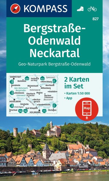 Buchcover: KOMPASS Wanderkarten-Set 827 Bergstraße-Odenwald, Neckartal, Geo-Naturpark Bergstraße-Odenwald (2 Karten) 1:50.000 Buchcover: KOMPASS Wanderkarten-Set 827 Bergstraße-Odenwald, Neckartal, Geo-Naturpark Bergstraße-Odenwald (2 Karten) 1:50.000